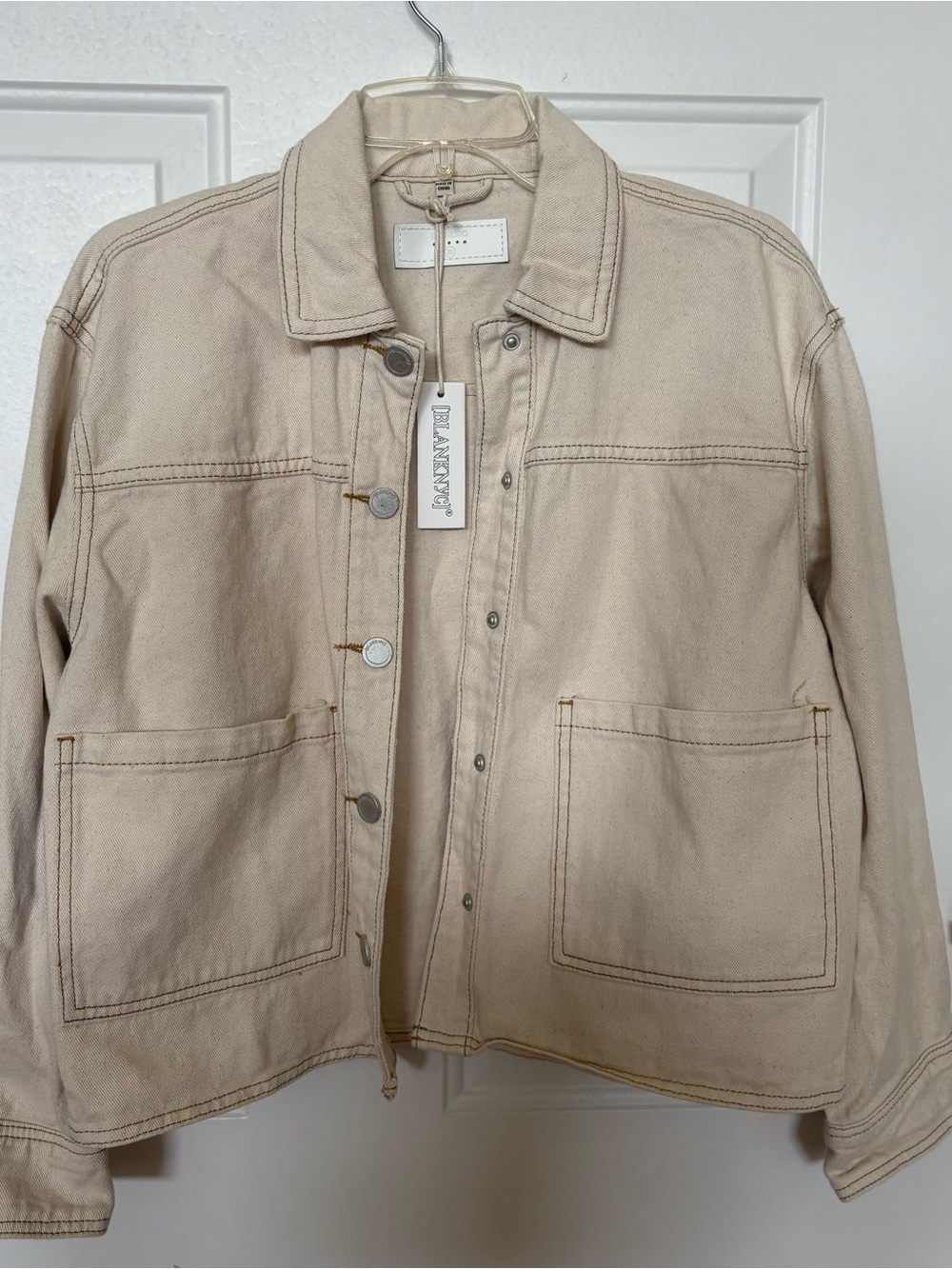 Blank NYC Cream Twill Jacket with Button Front